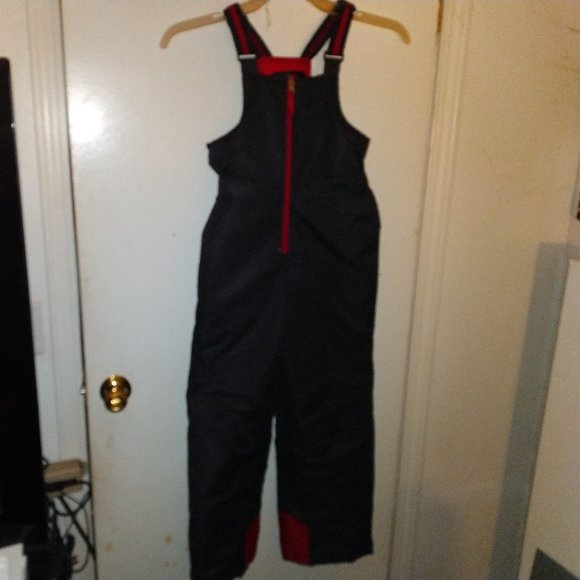 UNISEX SWISS TECH Youth Snow Bibs - Black/Red Size M 8 Youth Ski Winter Overalls - Picture 1 of 16